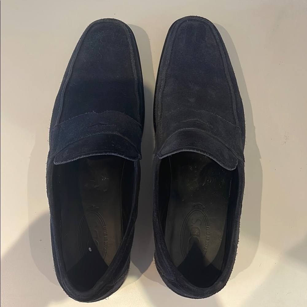 Men's Dark Blue Suede Loafers